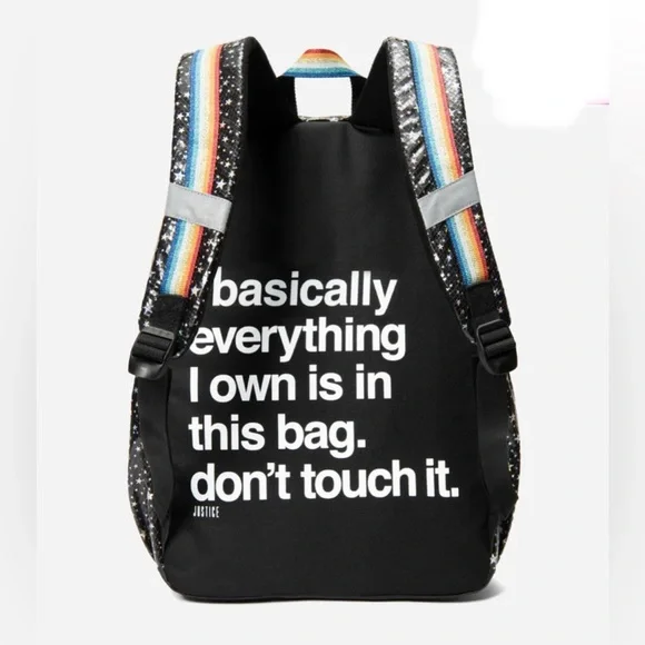 Justice Girls Star Patterned Striped Backpack Set NEW - Picture 3 of 8